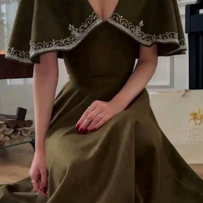 Elegant a line green evening dress formal prom gowns - Thumbnail 1