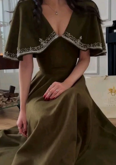 Elegant A Line Green Evening Dress Formal Prom Gowns