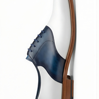 Crafted Leather Mens Designer Classic White Deep Blue Leather Saddle Golf Dress Shoes - Thumbnail 1