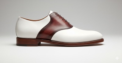 Crafted Leather Mens Designer Classic White Brown Patina Leather Saddle Golf Dress Shoes