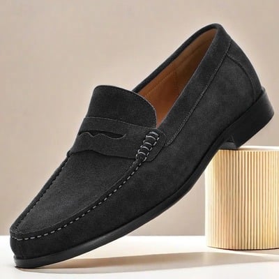 Men's slip-on top-layer cowhide loafers 3 colors