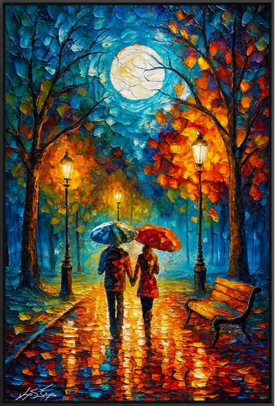 Moonlit Stroll - Romantic Rain Walk Under Autumn Glow