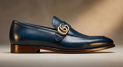 Crafted Leather Mens Designer Classic Blue Patina Leather Moccasin Loafers Dress Shoes