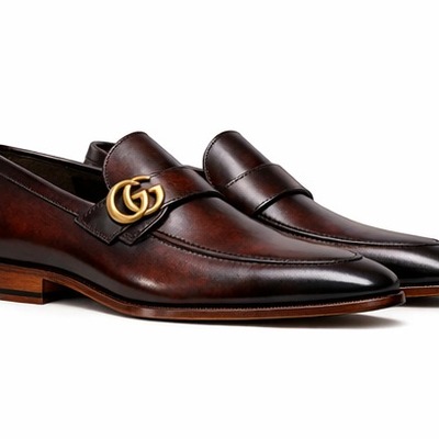 Crafted leather mens designer classic luxury darker patina leather moccasin loafers dress shoes - Thumbnail 2