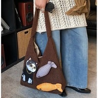 Cute Cat Fish Fleece Bag Shoulder Bag - Thumbnail 2