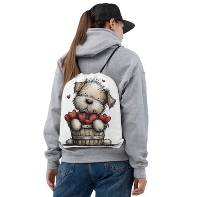 Bucket pup drawstring bag