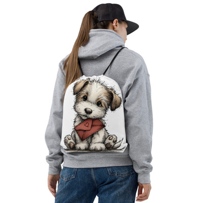Puppy love drawstring bag