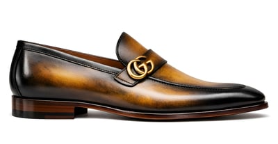 Crafted Leather Mens Designer Classic Luxury Brown Black Shaded Patina Leather Moccasin Loafers Dress Shoes