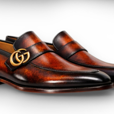 Crafted leather mens designer classic luxury patina leather moccasin loafers dress shoes - Thumbnail 1