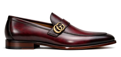 Crafted Leather Mens Designer Classic Luxury Burgundy Patina Leather Moccasin Loafers Dress Shoes