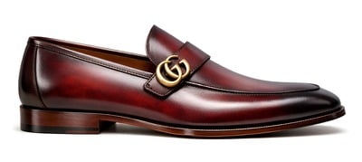 Crafted Leather Mens Designer Classic Luxury Burgundy Patina Leather Moccasin Loafers Dress Shoes