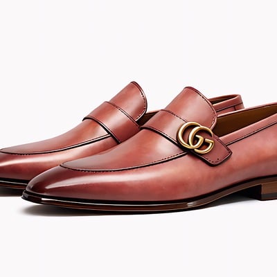 Crafted leather mens designer classic luxury pink leather moccasin loafers dress shoes - Thumbnail 1