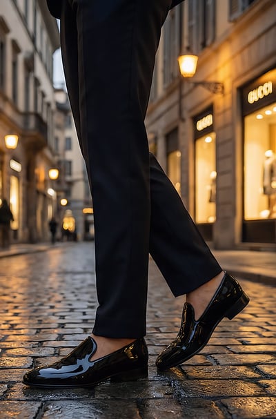  Crafted Leather Mens Designer Classic Luxury Black Patent Leather Moccasin Loafers Dress Shoes