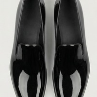  Crafted Leather Mens Designer Classic Luxury Black Patent Leather Moccasin Loafers Dress Shoes - Thumbnail 3