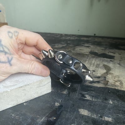 Premade tall british stud & d-ring wristband