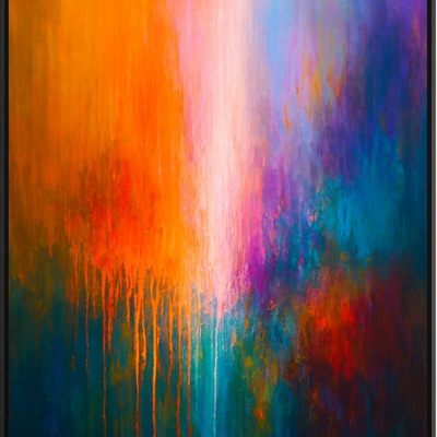 Radiant ascent - abstract drips in pink, orange, and teal