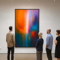 Radiant Ascent - Abstract Drips in Pink, Orange, and Teal - Thumbnail 1