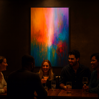 Radiant Ascent - Abstract Drips in Pink, Orange, and Teal - Thumbnail 2