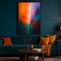 Radiant Ascent - Abstract Drips in Pink, Orange, and Teal - Thumbnail 4