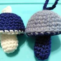 Whimsical Crochet Mushroom lip balm holder keychain - Thumbnail 2