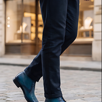 Crafted Leather Mens Designer Classic Luxury Blue Patina Leather Chukka Boot - Thumbnail 2