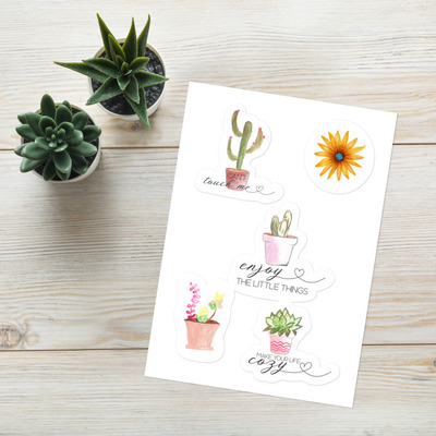 Cactus and flowers sticker sheet