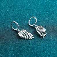 Sterling Silver Leaves Moissanite Ear Clips Earrings - Thumbnail 1