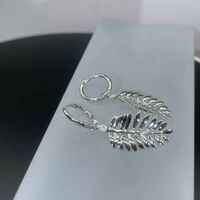 Sterling Silver Leaves Moissanite Ear Clips Earrings - Thumbnail 8