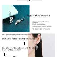 Sterling Silver Leaves Moissanite Ear Clips Earrings - Thumbnail 6