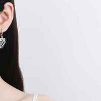 Sterling Silver Leaves Moissanite Ear Clips Earrings - Thumbnail 3