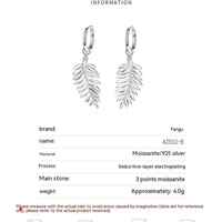 Sterling Silver Leaves Moissanite Ear Clips Earrings - Thumbnail 2