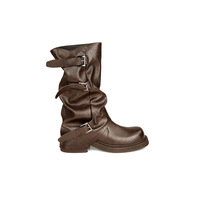 Women's kinght boots with square and round toes and pleats 2 colors - Thumbnail 1