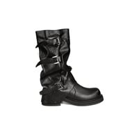 Women's kinght boots with square and round toes and pleats 2 colors - Thumbnail 3