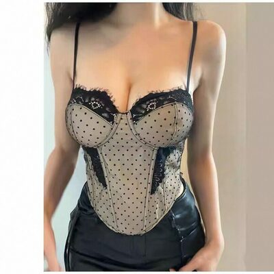 Fishbone lace camisole top