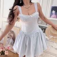 Retro and sexy fashionable spaghetti strap dress with bow and lace details. - Thumbnail 4