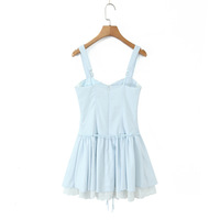 Retro and sexy fashionable spaghetti strap dress with bow and lace details. - Thumbnail 5