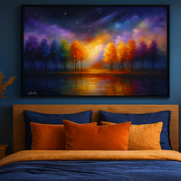 Celestial Grove - Rainbow Forest Reflections Under Cosmic Skies - Thumbnail 3