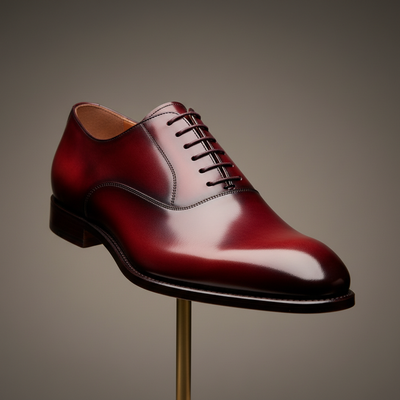 Crafted leather mens designer classic luxury burgundy patina leather dress lace up shoes