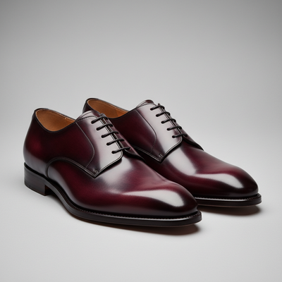 Crafted Leather Mens Designer Classic Luxury Burgundy Patina Leather Dress Lace up Shoes