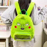 Funky Green Face Plush Backpack - Thumbnail 2