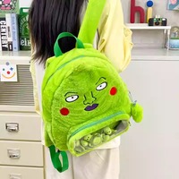 Funky Green Face Plush Backpack - Thumbnail 1