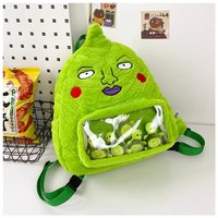 Funky Green Face Plush Backpack - Thumbnail 4