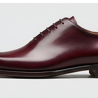 Crafted Leather Mens Designer Classic Luxury Wholecut Burgundy Patina Leather Dress Lace up Shoes - Thumbnail 1