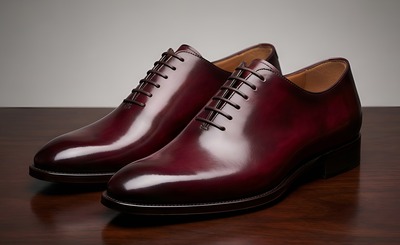 Crafted Leather Mens Designer Classic Luxury Burgundy Patina Leather Dress Lace up Shoes