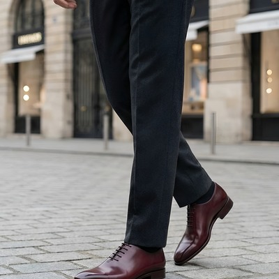 Crafted leather mens designer classic luxury wholecut burgundy patina leather dress lace up shoes