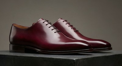 Crafted Leather Mens Designer Classic Luxury Wholecut Burgundy Patina Leather Dress Lace up Shoes