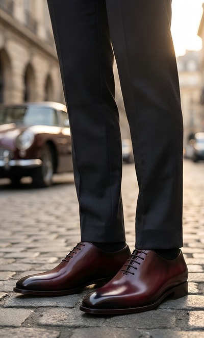 Crafted Leather Mens Designer Classic Luxury Wholecut Burgundy Patina Leather Dress Lace up Shoes