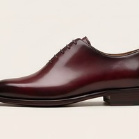 Crafted Leather Mens Designer Classic Luxury Wholecut Burgundy Patina Leather Dress Lace up Shoes - Thumbnail 1