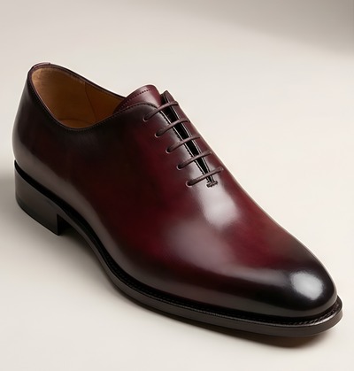Crafted Leather Mens Designer Classic Luxury Wholecut Burgundy Patina Leather Dress Lace up Shoes