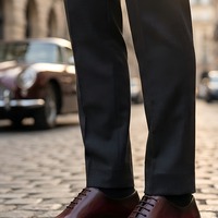 Crafted Leather Mens Designer Classic Luxury Wholecut Burgundy Patina Leather Dress Lace up Shoes - Thumbnail 3